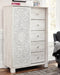 Paxberry King Panel Bed with Mirrored Dresser, Chest and 2 Nightstands Royal Furniture