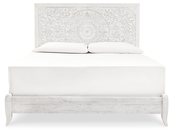 Paxberry King Panel Bed with Mirrored Dresser Royal Furniture