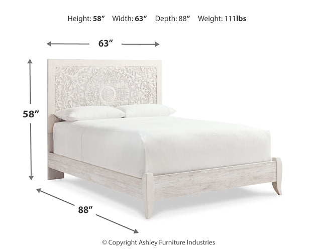 Paxberry Queen Panel Bed with Mirrored Dresser Royal Furniture