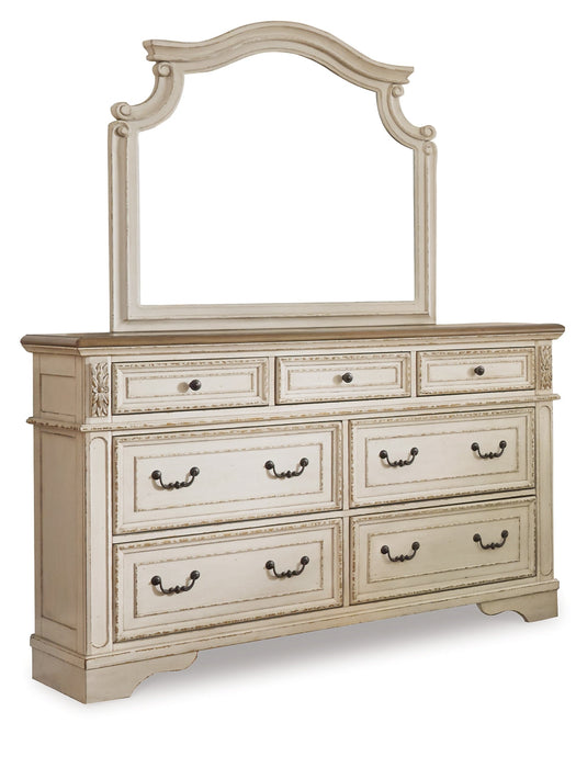 Realyn California King Sleigh Bed with Mirrored Dresser, Chest and Nightstand Royal Furniture