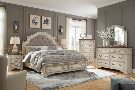 Realyn California King Upholstered Bed with Mirrored Dresser Royal Furniture