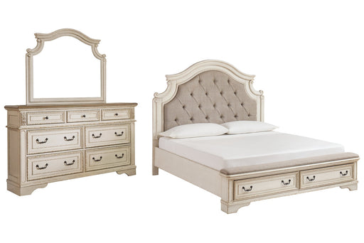 Realyn California King Upholstered Bed with Mirrored Dresser Royal Furniture