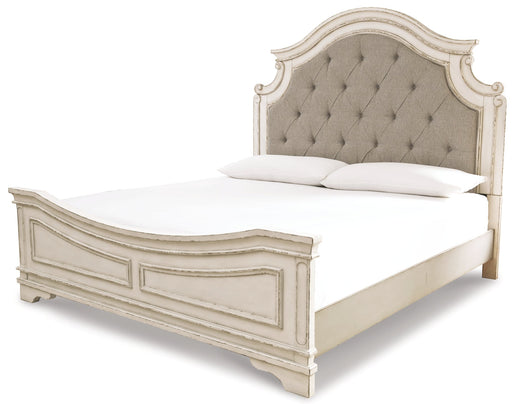 Realyn California King Upholstered Panel Bed with Dresser Royal Furniture