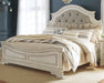 Realyn California King Upholstered Panel Bed with Mirrored Dresser and 2 Nightstands Royal Furniture