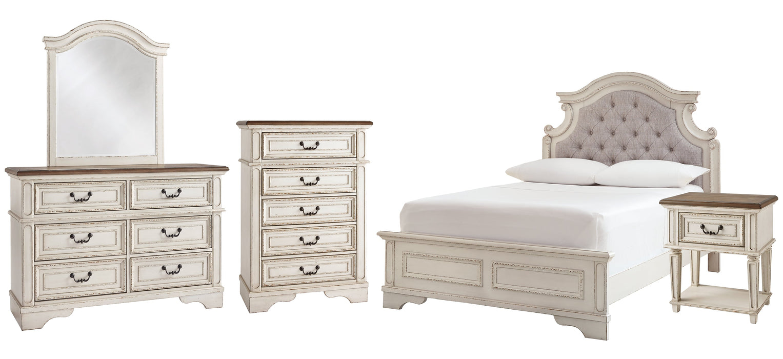 Realyn Full Panel Bed with Mirrored Dresser, Chest and Nightstand Royal Furniture