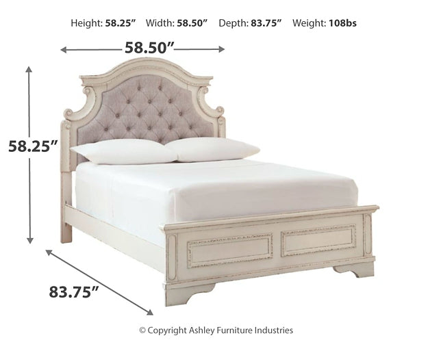 Realyn Full Panel Bed with Mirrored Dresser and Chest Royal Furniture