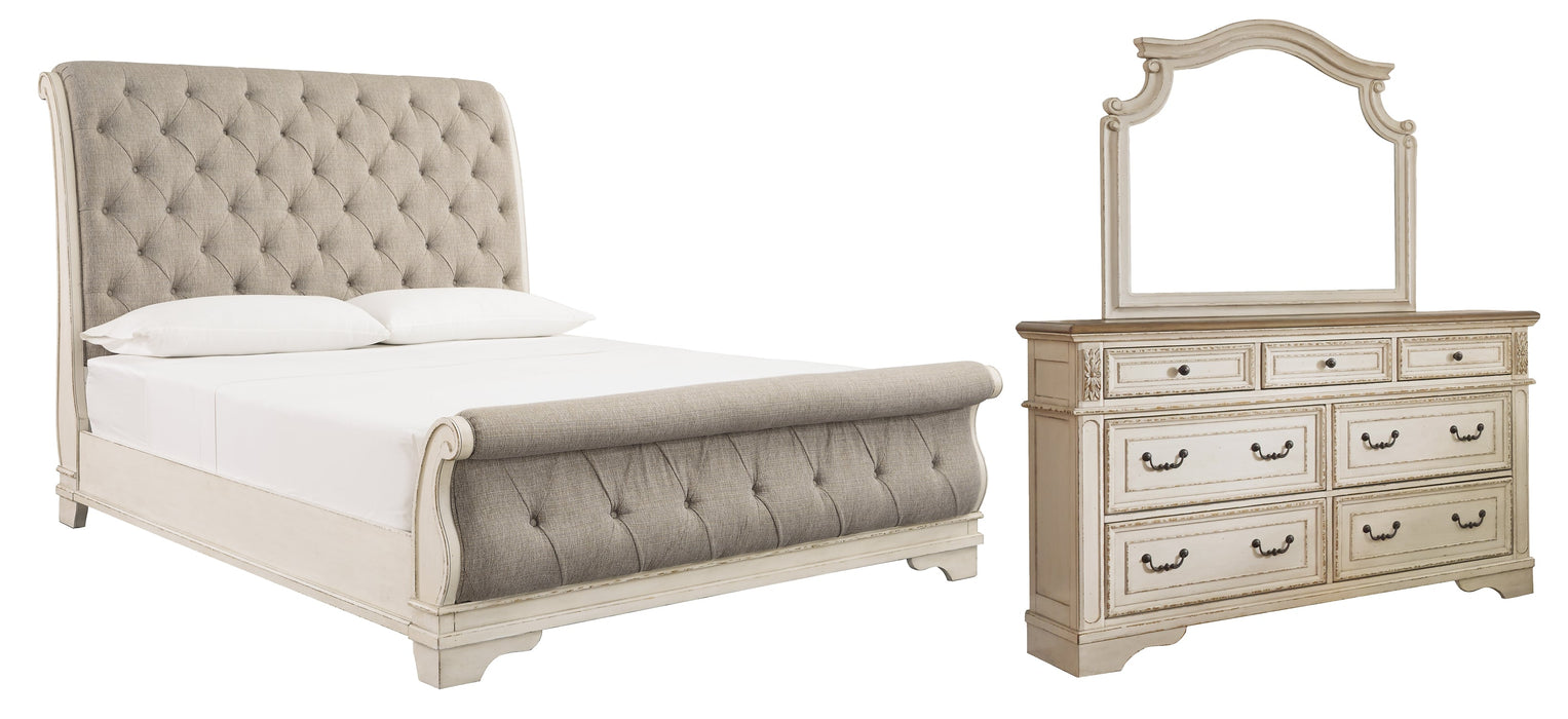 Realyn Queen Sleigh Bed with Mirrored Dresser Royal Furniture