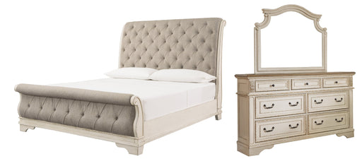 Realyn Queen Sleigh Bed with Mirrored Dresser Royal Furniture