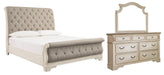 Realyn Queen Sleigh Bed with Mirrored Dresser Royal Furniture