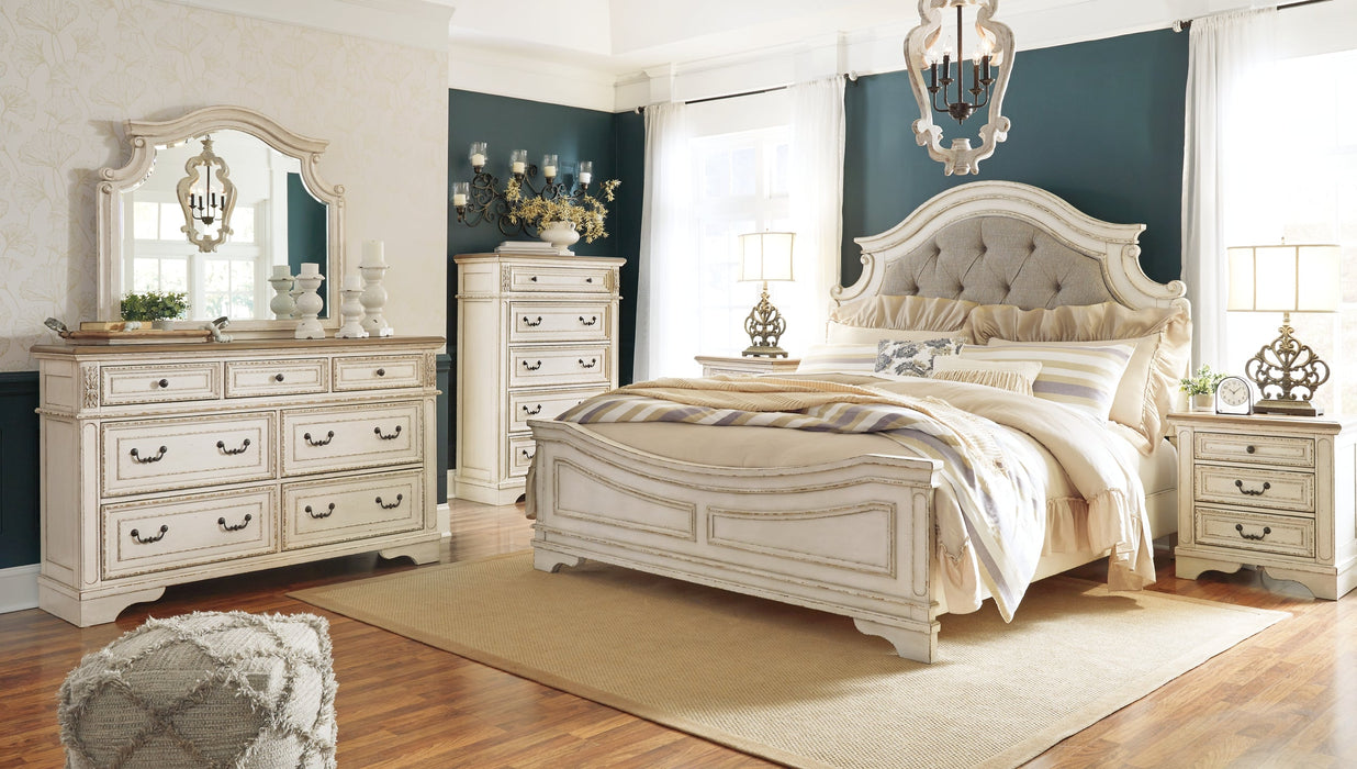 Realyn Queen Upholstered Panel Bed with Dresser Royal Furniture