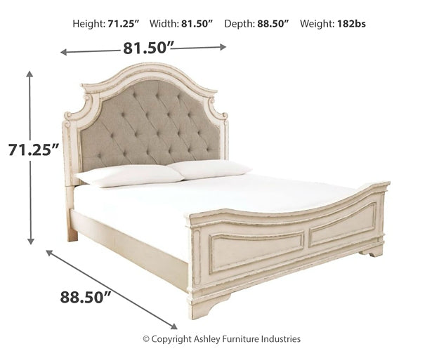 Realyn Queen Upholstered Panel Bed with Dresser Royal Furniture