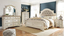 Realyn Queen Upholstered Panel Bed with Mirrored Dresser, Chest and Nightstand Royal Furniture