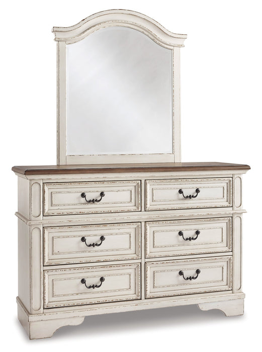 Realyn Twin Panel Bed with Mirrored Dresser Royal Furniture