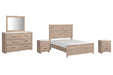 Senniberg Full Panel Bed with Mirrored Dresser and 2 Nightstands Royal Furniture