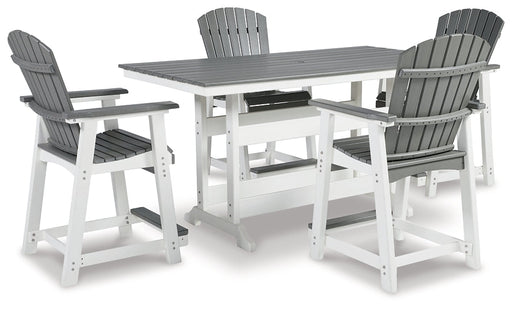 Transville Outdoor Counter Height Dining Table and 4 Barstools Royal Furniture