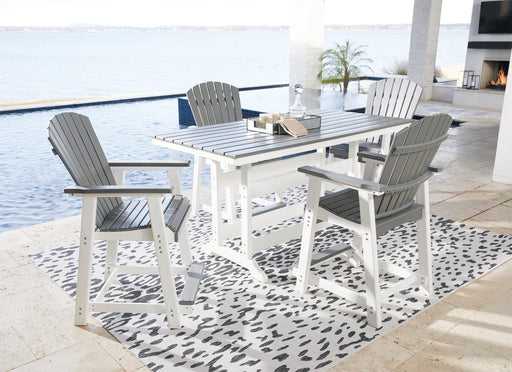 Transville Outdoor Counter Height Dining Table and 4 Barstools Royal Furniture