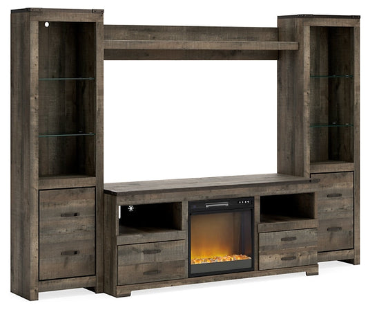 Trinell 4-Piece Entertainment Center with Electric Fireplace Royal Furniture