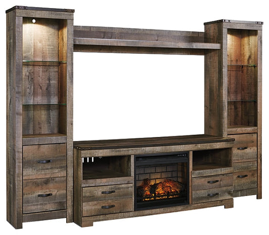 Trinell 4-Piece Entertainment Center with Electric Fireplace Royal Furniture