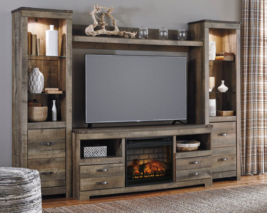 Trinell 4-Piece Entertainment Center with Electric Fireplace Royal Furniture