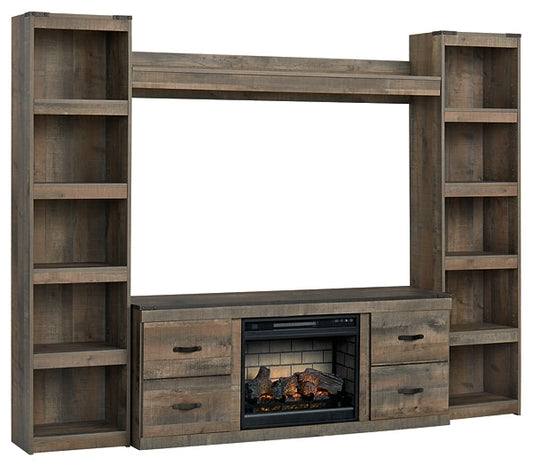 Trinell 4-Piece Entertainment Center with Electric Fireplace Royal Furniture