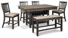 Tyler Creek Counter Height Dining Table and 4 Barstools and Bench Royal Furniture