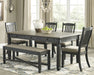 Tyler Creek Dining Table and 4 Chairs and Bench Royal Furniture