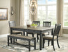 Tyler Creek Dining Table and 4 Chairs and Bench Royal Furniture