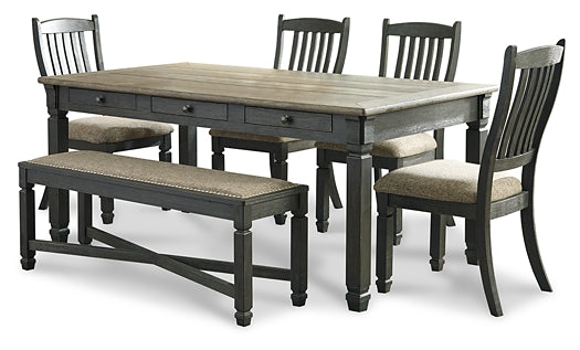 Tyler Creek Dining Table and 4 Chairs and Bench Royal Furniture