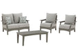 Visola Outdoor Loveseat and 2 Lounge Chairs with Coffee Table Royal Furniture