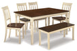 Whitesburg Dining Table and 4 Chairs and Bench Royal Furniture