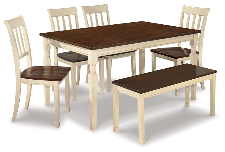 Whitesburg Dining Table and 4 Chairs and Bench Royal Furniture