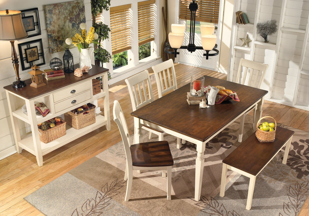 Whitesburg Dining Table and 4 Chairs and Bench Royal Furniture