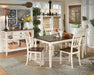 Whitesburg Dining Table and 4 Chairs with Storage Royal Furniture