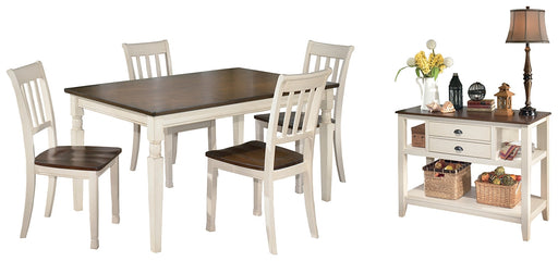 Whitesburg Dining Table and 4 Chairs with Storage Royal Furniture