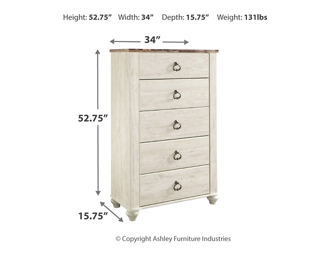 Willowton Five Drawer Chest Royal Furniture