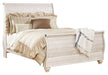 Willowton Queen Sleigh Bed with Mirrored Dresser, Chest and 2 Nightstands Royal Furniture