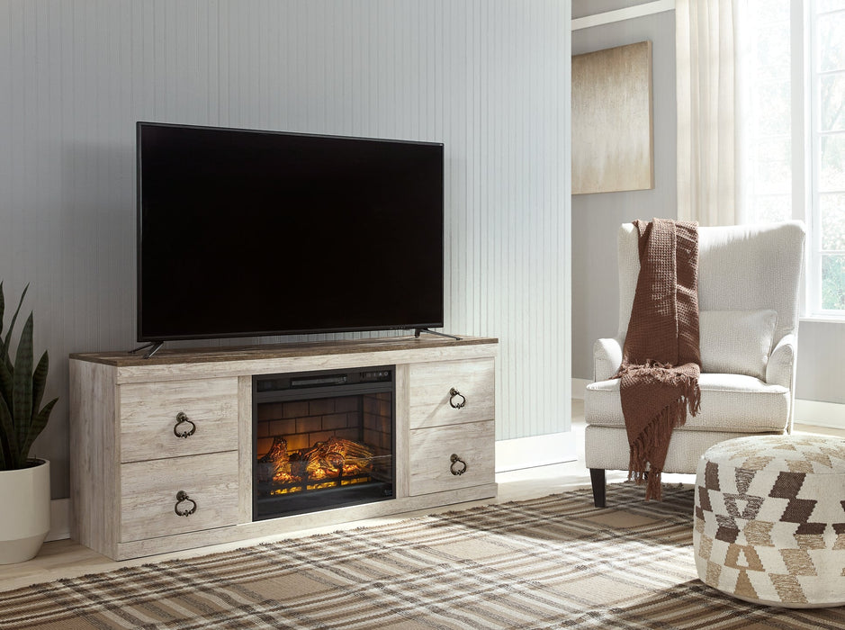 Willowton TV Stand with Electric Fireplace Royal Furniture