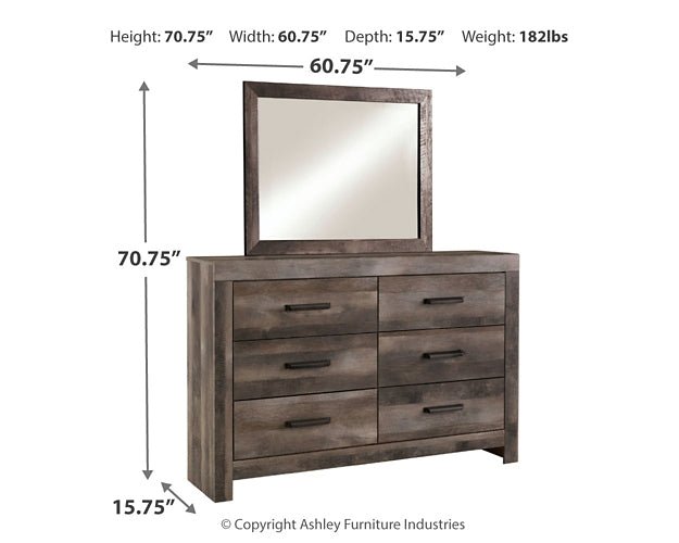 Wynnlow King Crossbuck Panel Bed with Mirrored Dresser Royal Furniture