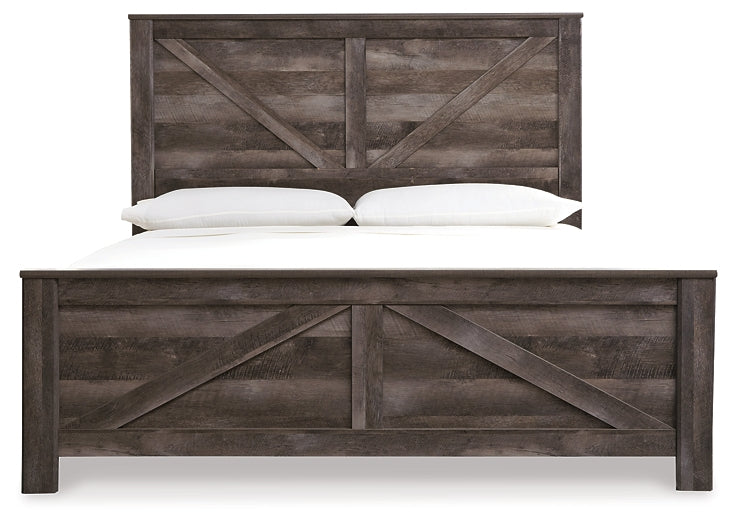 Wynnlow King Crossbuck Panel Bed with Mirrored Dresser and 2 Nightstands Royal Furniture