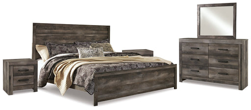 Wynnlow King Panel Bed with Mirrored Dresser and 2 Nightstands Royal Furniture