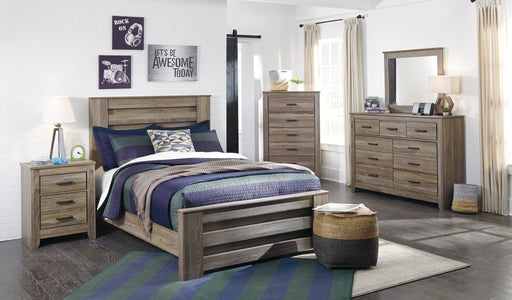 Zelen Full Panel Bed with Mirrored Dresser, Chest and Nightstand Royal Furniture