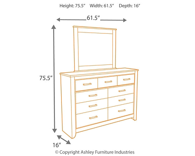 Zelen Full Panel Bed with Mirrored Dresser Royal Furniture