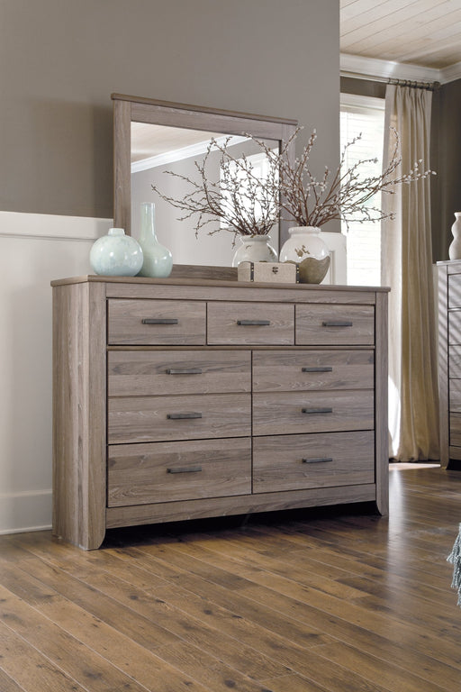 Zelen Full Panel Bed with Mirrored Dresser Royal Furniture