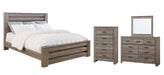 Zelen King Panel Bed with Mirrored Dresser, Chest and Nightstand Royal Furniture