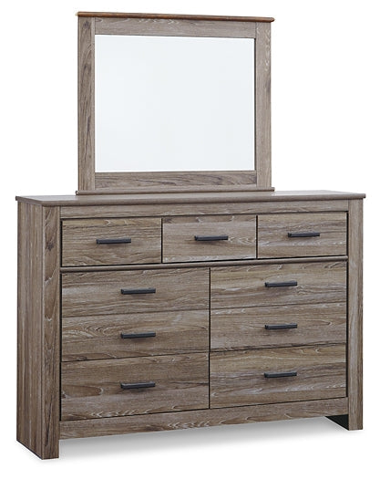 Zelen Queen/Full Panel Headboard with Mirrored Dresser, Chest and Nightstand Royal Furniture