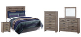 Zelen Queen/Full Panel Headboard with Mirrored Dresser, Chest and Nightstand Royal Furniture