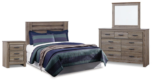 Zelen Queen Panel Headboard with Mirrored Dresser and Nightstand Royal Furniture