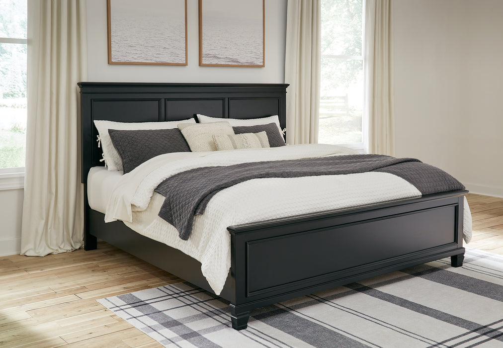 Lanolee King Panel Bed with Mirrored Dresser