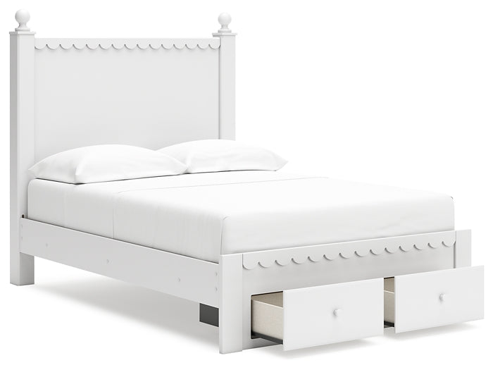 Mollviney Full Panel Storage Bed with Mirrored Dresser, Chest and 2 Nightstands