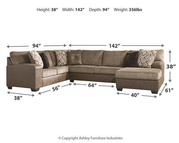 Abalone 3-Piece Sectional with Ottoman Royal Furniture